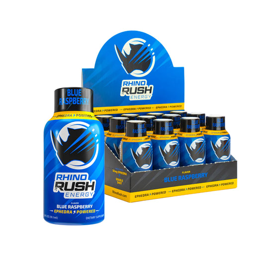 Rhino Rush Original Blue Raspberry Energy Shots 12 pack of 2 oz. bottles