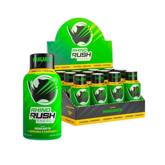 Rhino Rush Energy Original Margarita Energy Shot 12 pack Green